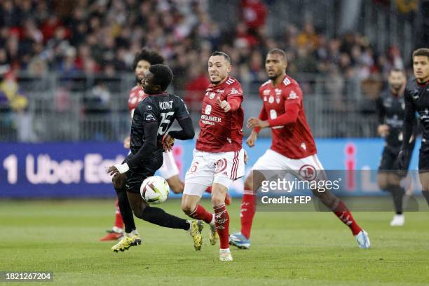 Mathias PEREIRA LAGE during the Ligue 1 Uber Eats match between Stade Brestois 29 and Clermont Foot 63 at Stade Francis Le Ble on December 3, 2023 in...