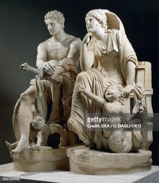 Ares Ludovisi, marble copy of a Hellenistic original restored by Gian Lorenzo Bernini in 1622, and Thetis on the throne, marble copy of a Hellenistic...
