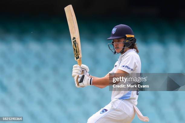 Sam Konstas of the Blues bats during the Sheffield Shield match between New South Wales and Tasmania at SCG, on November 30 in Sydney, Australia.