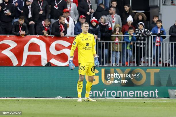 Marco BIZOT during the Ligue 1 Uber Eats match between Stade Brestois 29 and Clermont Foot 63 at Stade Francis Le Ble on December 3, 2023 in Brest,...