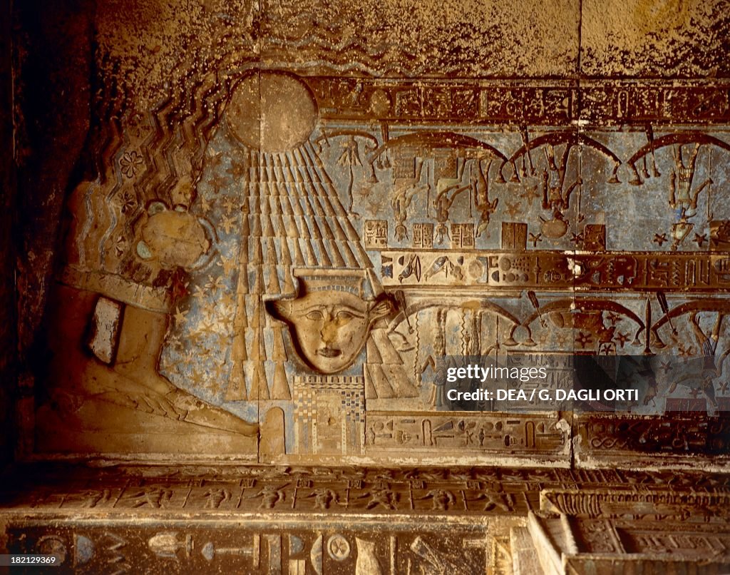 Goddess Nut illuminating Hathor...