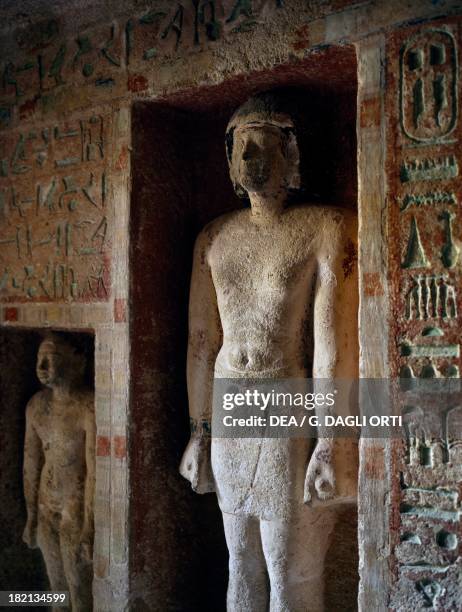 Statue of the deceased, Mastaba of Idu, Giza Necropolis . Egyptian Civilisation, Old Kingdom, Dynasty VI.