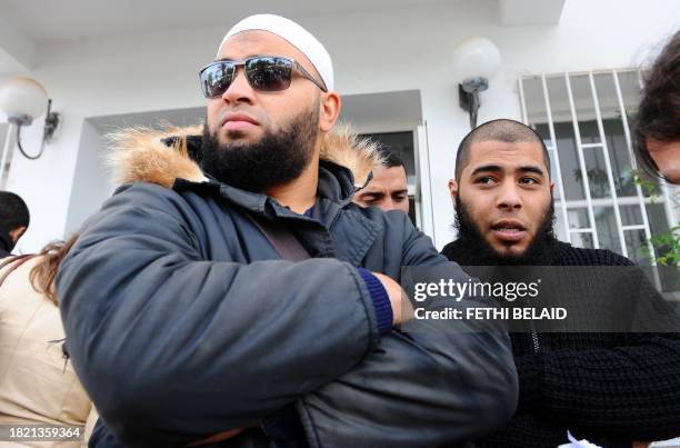 Tunisian Salafist students leave on November 29, 2011 the the Faculty of Arts of the University of Manuba, 25 kms west of Tunis. Several hundred...