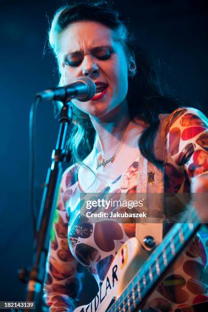 English singer Kate Nash performs live during a concert at the Frannz Club on September 28, 2013 in Berlin, Germany.