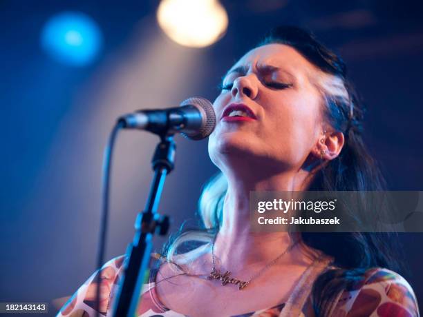 English singer Kate Nash performs live during a concert at the Frannz Club on September 28, 2013 in Berlin, Germany.