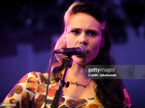 English singer Kate Nash performs live during a concert at the Frannz Club on September 28, 2013 in Berlin, Germany.