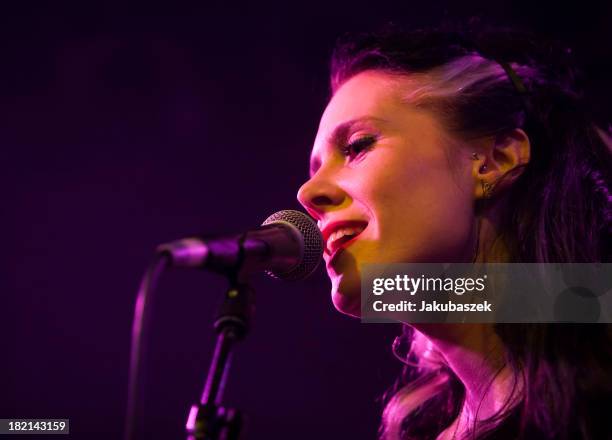 English singer Kate Nash performs live during a concert at the Frannz Club on September 28, 2013 in Berlin, Germany.