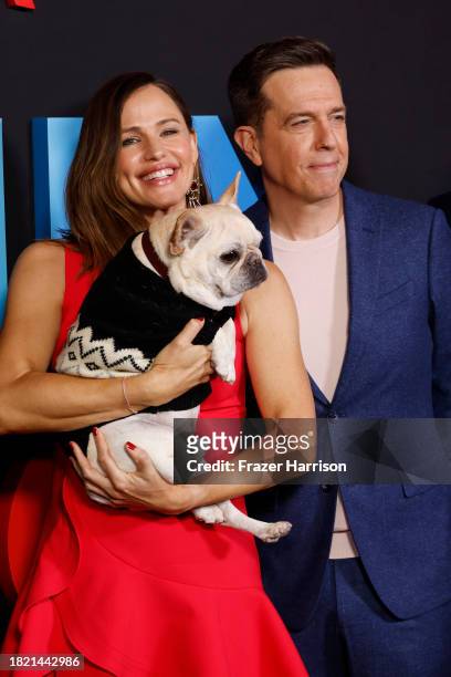 Jennifer Garner and Ed Helms attend the premiere of Netflix's "Family Switch" at AMC The Grove 14 on November 29, 2023 in Los Angeles, California.