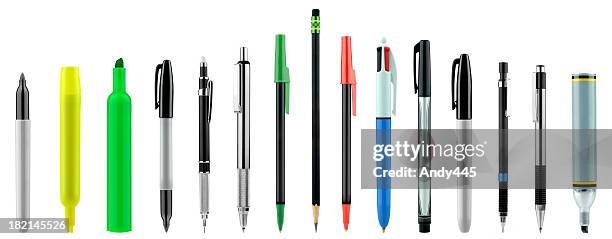 pens,pencils,highlighters - pen schrijfgerei stockfoto's en -beelden