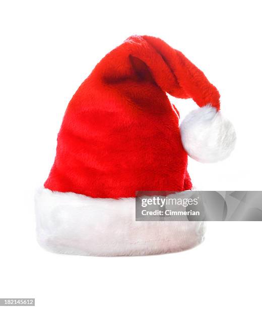 christmas hat on white - religious saint stock pictures, royalty-free photos & images