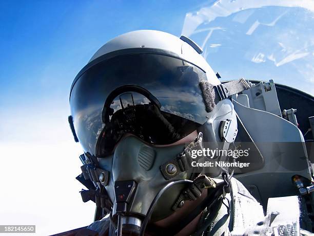 pilot's face - fighter jet helmet bildbanksfoton och bilder