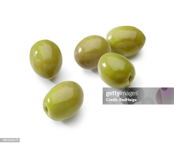 olives isolated - olive fruit stockfoto's en -beelden