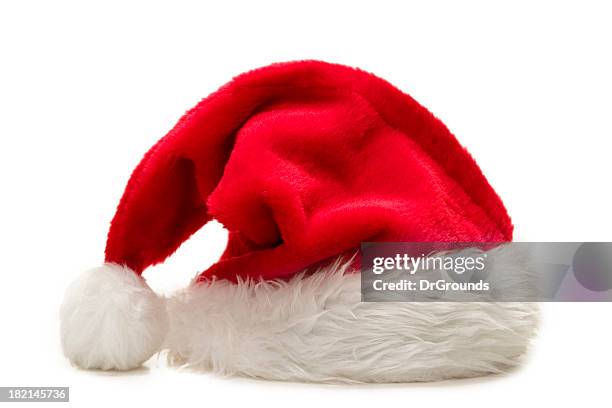 a singular santas hat for christmas - santa hat stock pictures, royalty-free photos & images