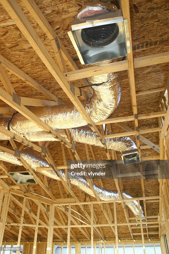 Heating ducts in unfinished ceiling