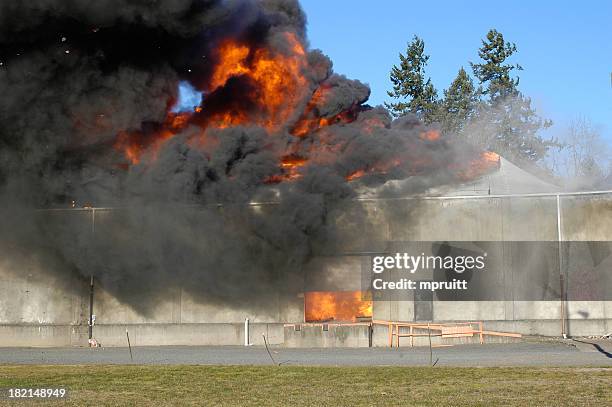 warehouse fire - smoke rubble stock pictures, royalty-free photos & images