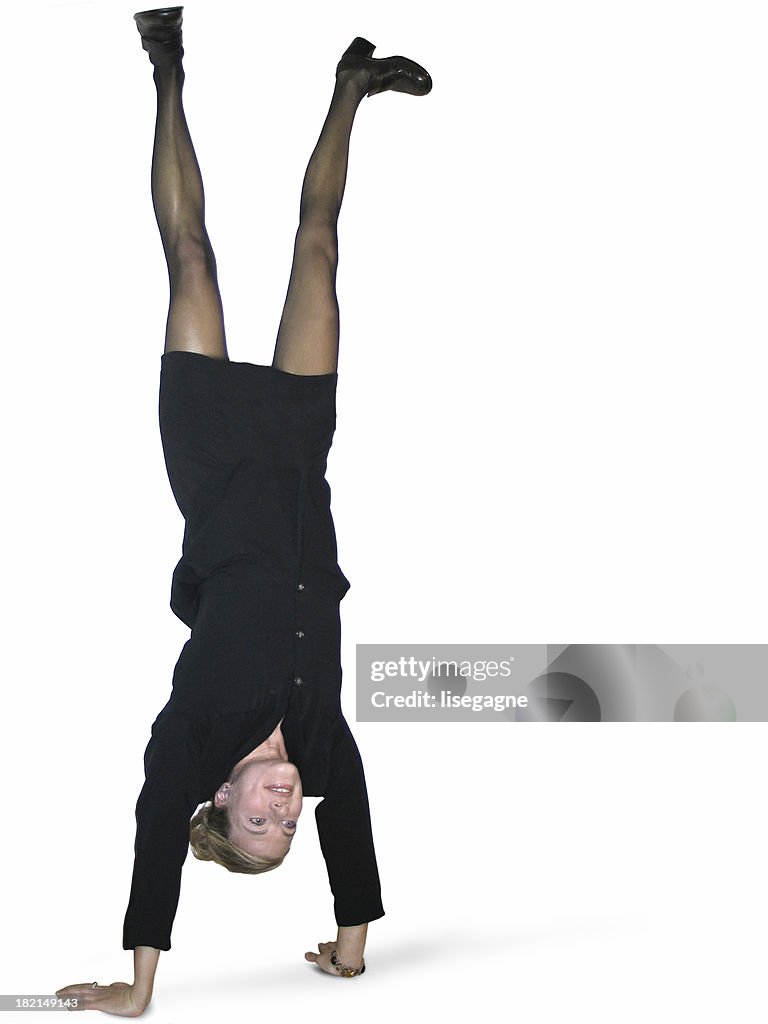 Acrobatic business woman