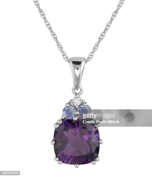 diamond & multi stone pendant - diamond necklace stock pictures, royalty-free photos & images