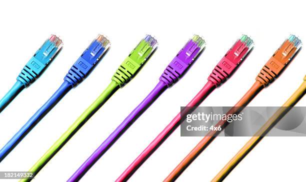 assorted bright cables - hi res - ethernet-cable-colors stock pictures, royalty-free photos & images