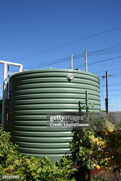 a water tank surrounded by a floral vine - water towers stock pictures, royalty-free photos & images