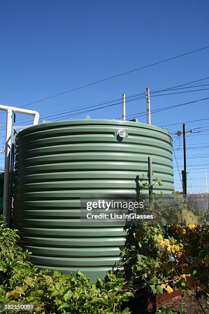 a water tank surrounded by a floral vine - water tower storage tank stock pictures, royalty-free photos & images