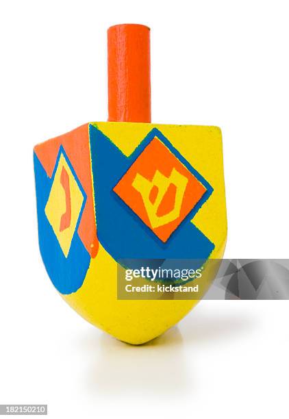 dreidel with clipping path - dreidel stock pictures, royalty-free photos & images