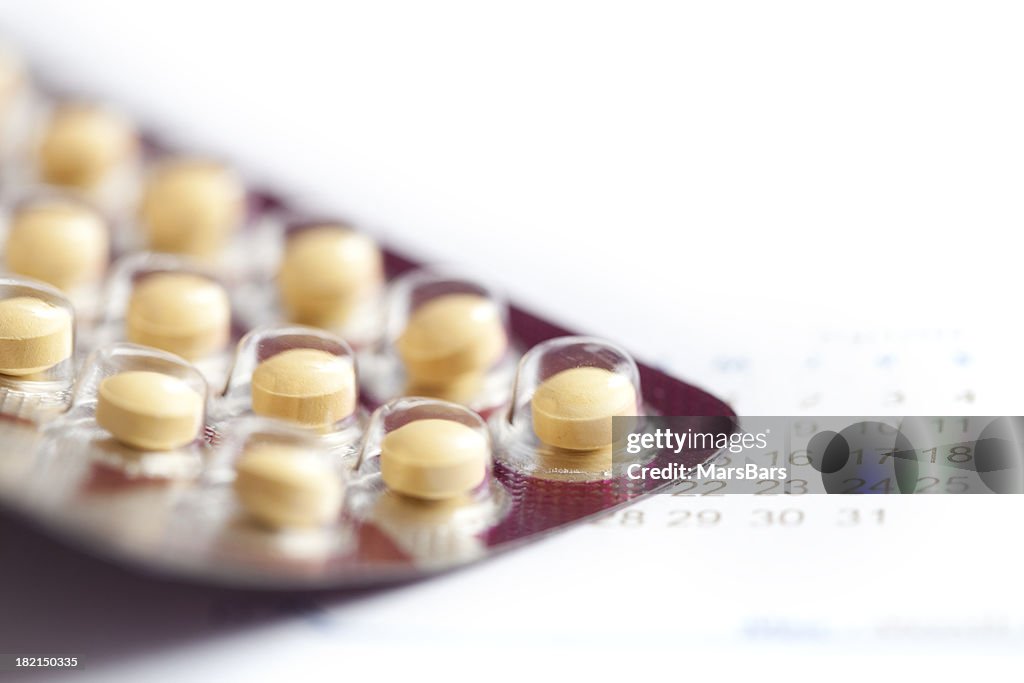 Birth control pills macro with calendar