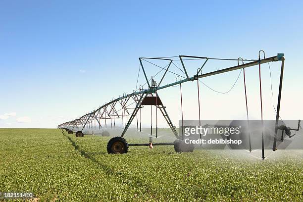crop irrigation equipment field farm agriculture - pivot bildbanksfoton och bilder