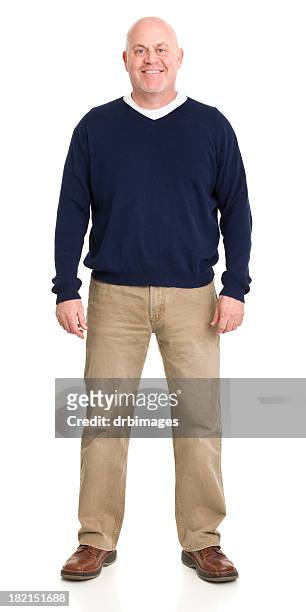 cheerful man standing portrait - completely bald bildbanksfoton och bilder
