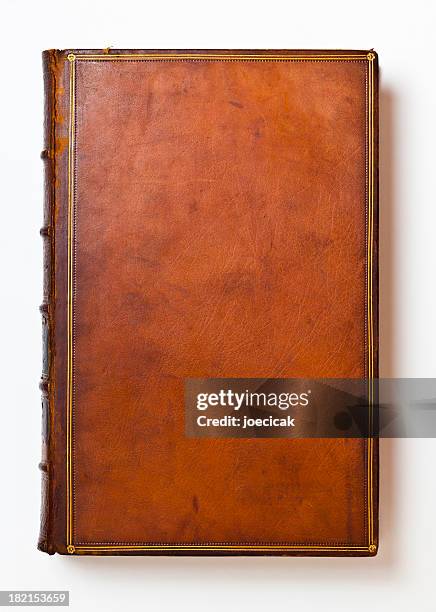 couverture de livre en cuir marron ancien - classic leather photos et images de collection