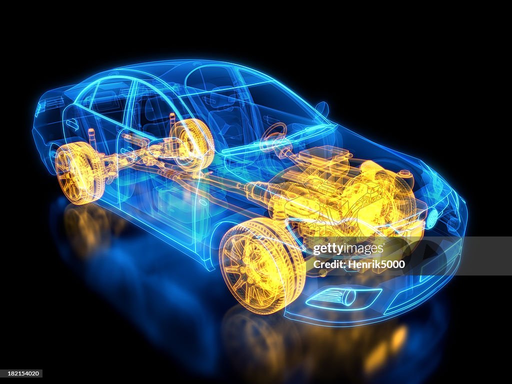 Coche y radiografías/bosquejo de montaje en panel