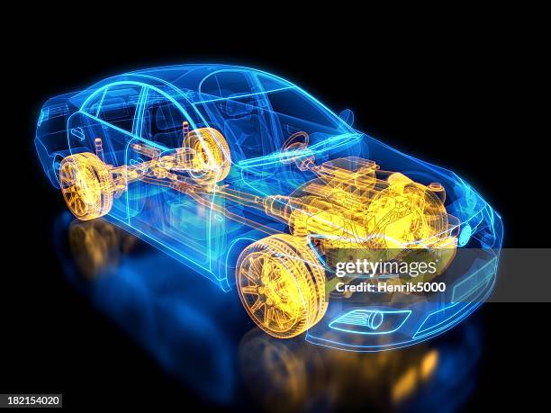 carro e palmilha raios x/cópia heliográfica - 3d motor mechanics imagens e fotografias de stock