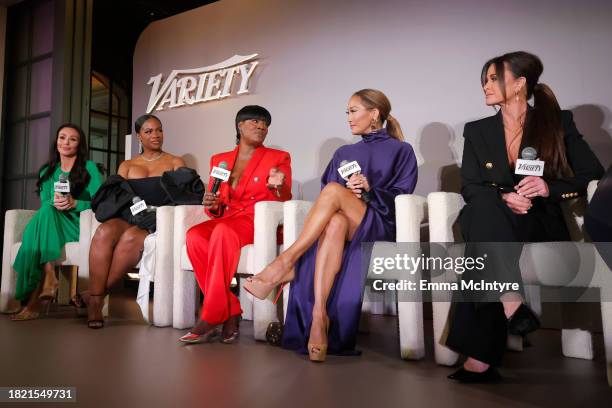 JWoww, Kandi Burruss, Cirie Fields, Carrie Ann Inaba and Kyle Richards speak onstage during Variety Women of Reality Presented by DirectTV at Spago...