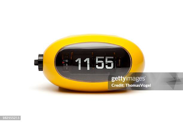 retro digital flip clock - alarm clock white background stock pictures, royalty-free photos & images