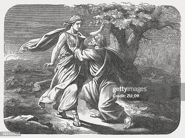Jacob Wrestles With God Published In 1877 High-Res Vector Graphic