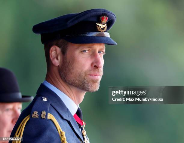 Prince William, Prince of Wales attends, on behalf of King Charles III, the Sovereign's Parade at the Royal Air Force College Cranwell on September...