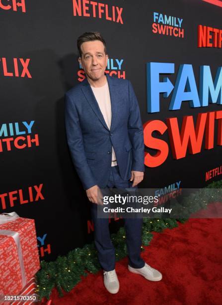 Ed Helms attends Netflix's "Family Switch" Los Angeles Premiere at The Grove on November 29, 2023 in Los Angeles, California.
