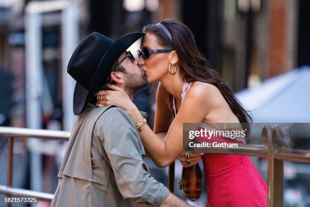 Adan Banuelos and Bella Hadid are seen in the Meatpacking District on September 12, 2024 in New York City.
