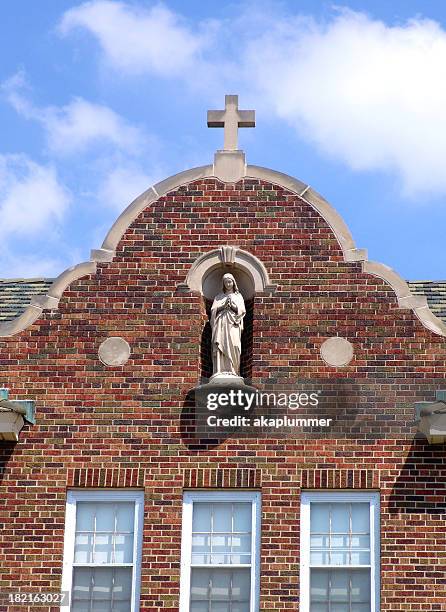 holy cross convent church with statue of virgin mary - mary ward catholic school stock pictures, royalty-free photos & images