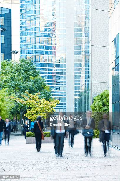 business people walking in a  financial district, paris, france - busy high street stock pictures, royalty-free photos & images
