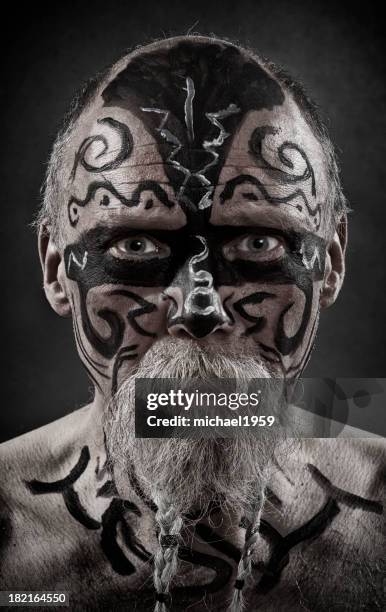 amazed warrior - body paint stock pictures, royalty-free photos & images