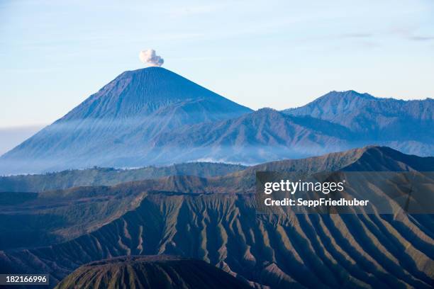 view into the caldera of bromo volcano java indonesia - bali volcano stock pictures, royalty-free photos & images