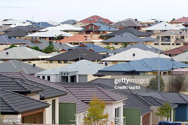 suburban scene - up on a roof stock pictures, royalty-free photos & images