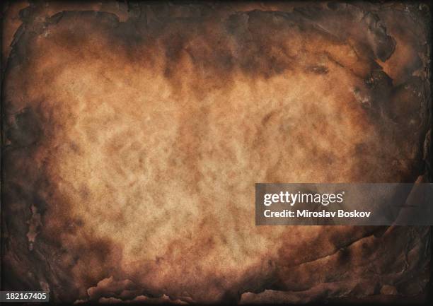 antique burnt paper sheets high resolution vignette grunge texture - soot stock pictures, royalty-free photos & images