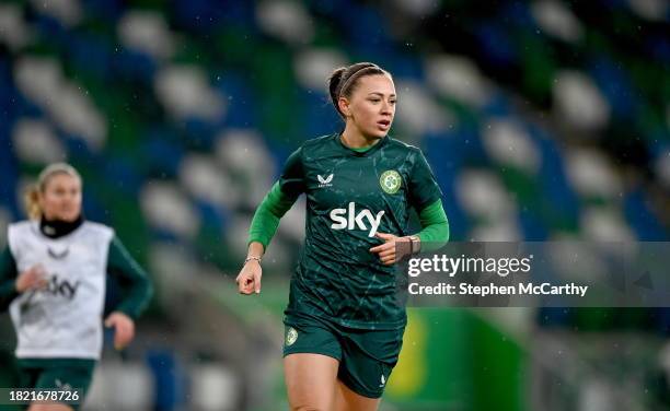 Belfast , United Kingdom - 4 December 2023; Katie McCabe during a Republic of Ireland women training session at the National Football Stadium at...