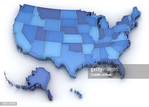 usa map with states (also alaska and hawaii) - usa stock pictures, royalty-free photos & images