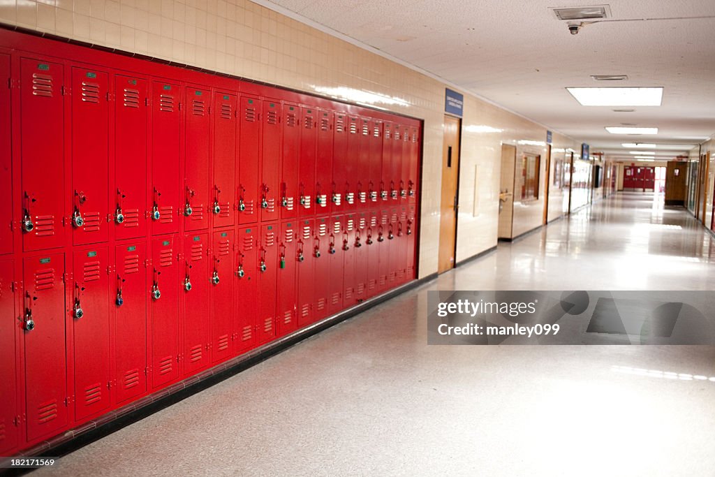 High school hallway and lockers