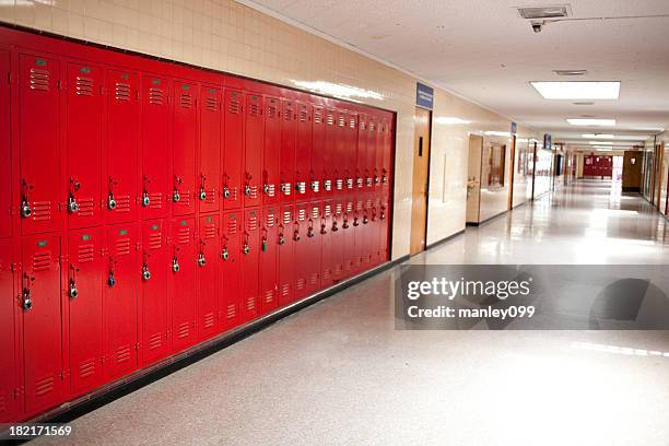 high school hallway and lockers - locker stock pictures, royalty-free photos & images