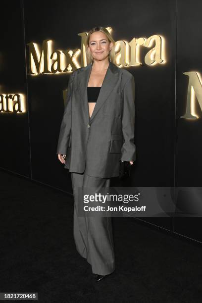Kate Hudson poses as Max Mara celebrates Yara Shahidi at the 2023 WIF Max Mara Face of the Future Award Recipient Cocktail Event on November 29, 2023...