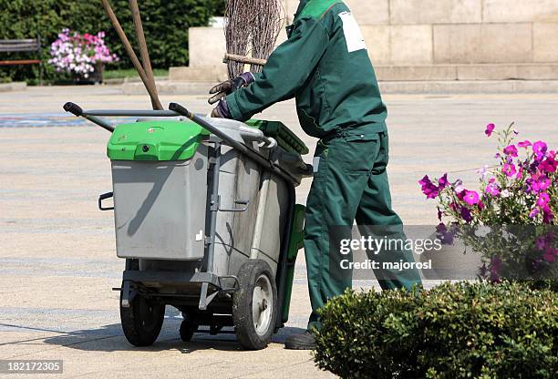 street sweeper is working - street sweeper stockfoto's en -beelden