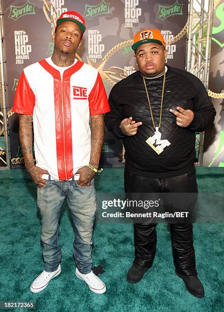 And DJ Mustard attend the BET Hip Hop Awards 2013 at Boisfeuillet Jones Atlanta Civic Center on September 28, 2013 in Atlanta, Georgia.